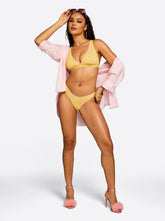 X-Back Triangle Bra - Foxglove Stripe