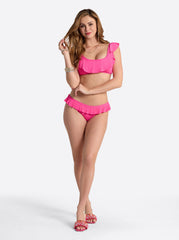 Solids Ruffle Bralette - Hot Pink