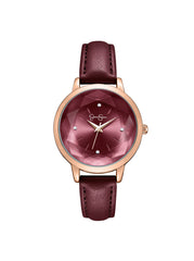 Faceted Glass Watch - Burgundy
