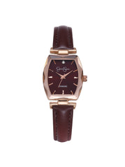 Diamond Dial Strap Watch - Burgundy