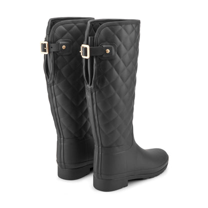 Refined Adjustable Quilted Slim Fit Tall Rain Boots