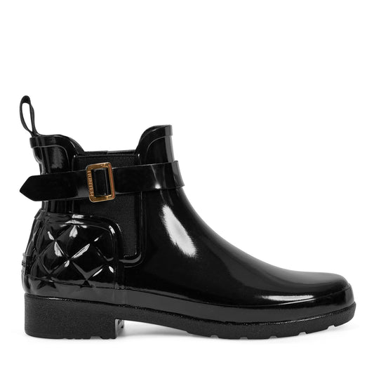 Quilted Gloss Refined Slim Fit Chelsea Boots