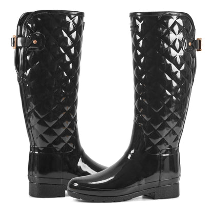 Refined Adjustable Quilted Slim Fit Tall Rain Boots