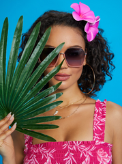 Geometric Metal Sunglasses - Rose Gold