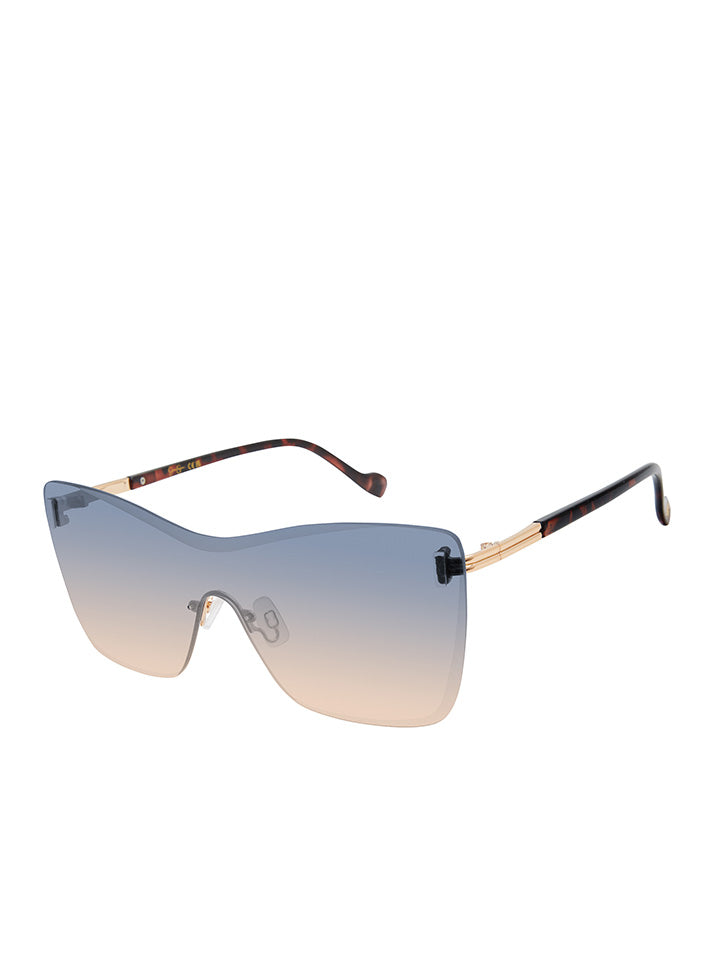 Glamorous Frameless Shield Sunglasses - Gold & Tortoise