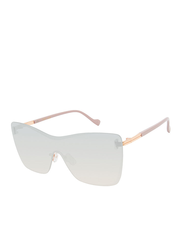 Glamorous Frameless Shield Sunglasses - Rose Gold