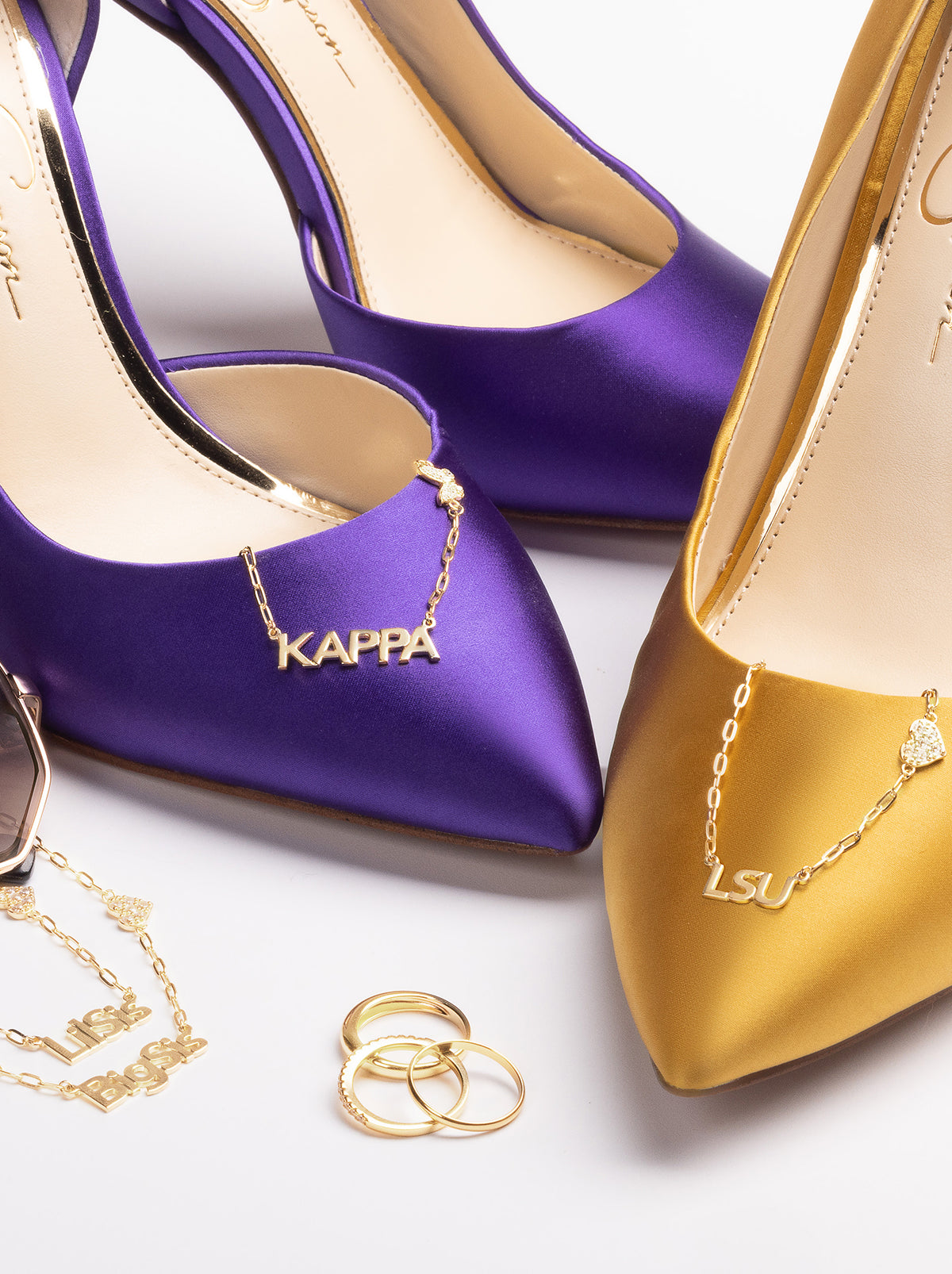 Personalized Necklace with Pavé Cubic Zirconia Charm - Gold