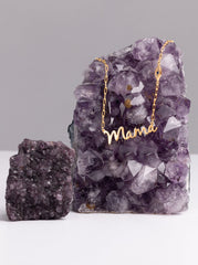 Personalized Necklace with Pavé Cubic Zirconia Charm - Gold