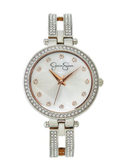 Silver Tone Crystal Double Arm Bangle Watch
