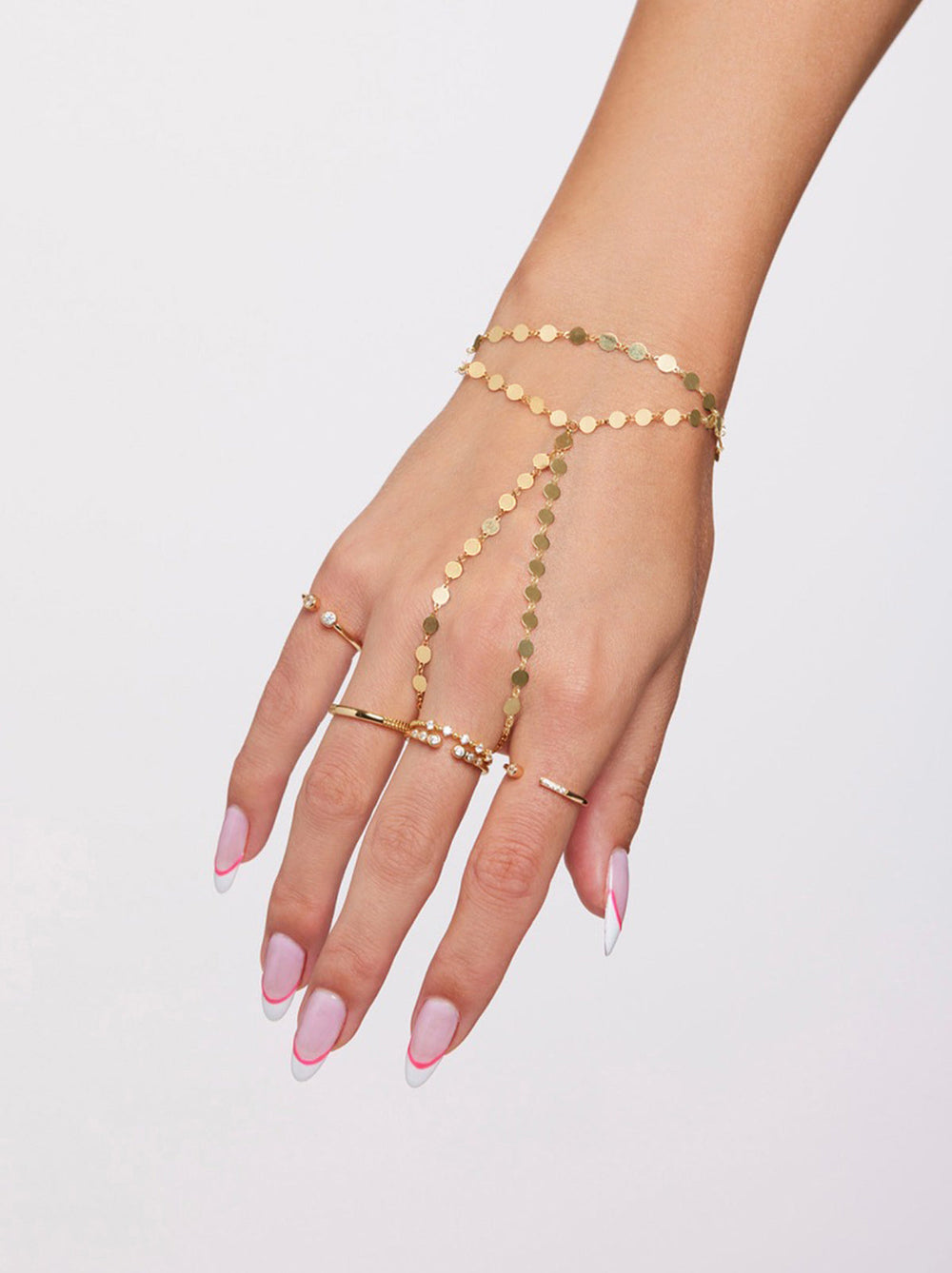 Demi Fine Hand Chain - Gold Confetti