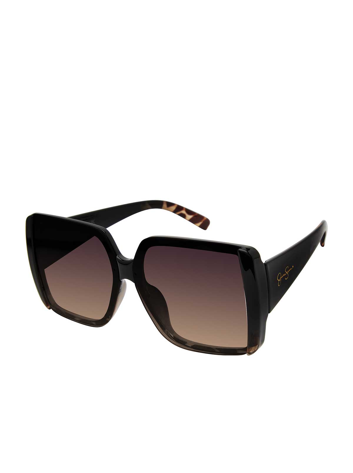 Oversized Glamorous Square Sunglasses - Black and Tortoise