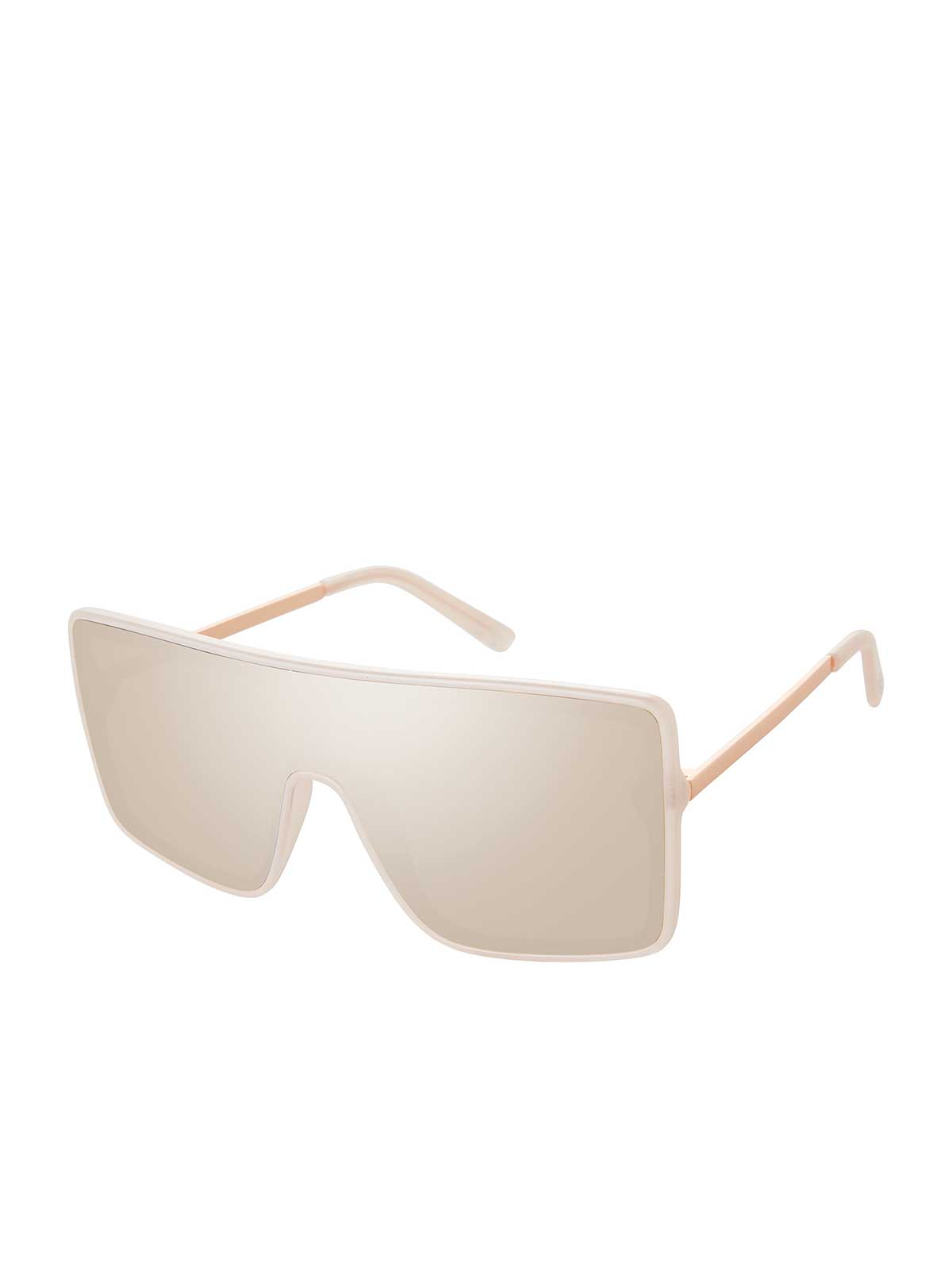 Square Shield Metal Temple Sunglasses - Rose Gold