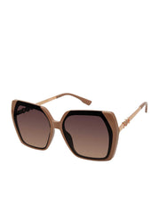 Geometric Metal Temple Sunglasses - Nude