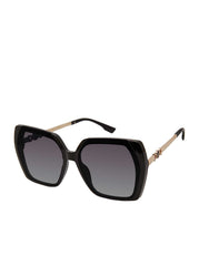 Geometric Metal Temple Sunglasses - Black