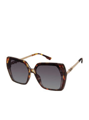 Geometric Metal Temple Sunglasses - Tortoise