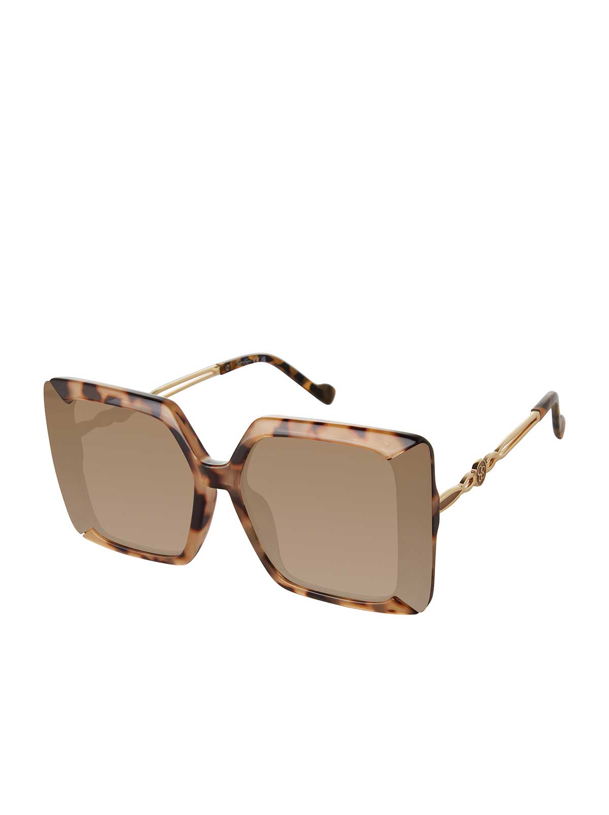 Glamorous Square Metal Temple Sunglasses - Tortoise