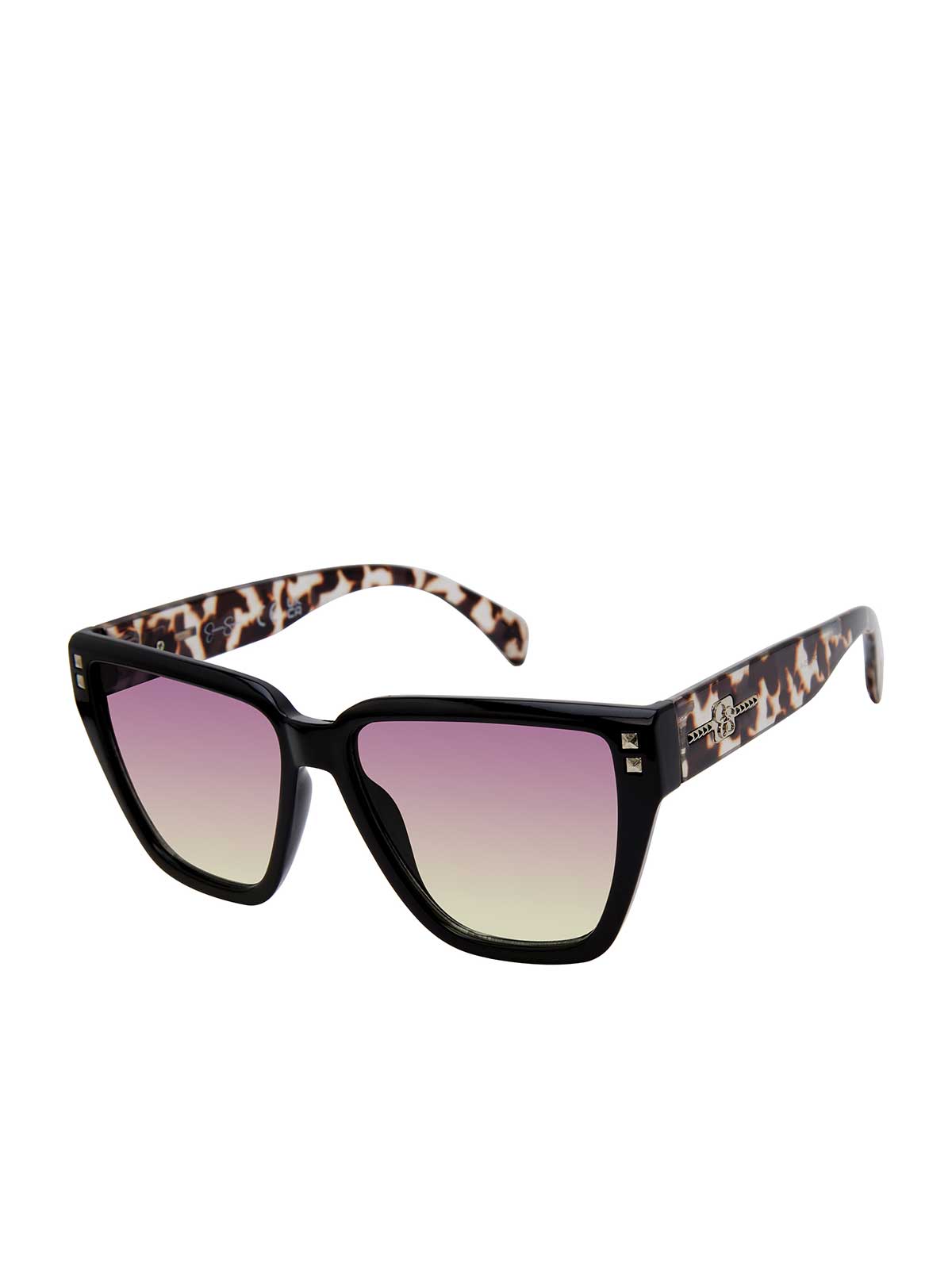Star Studded Cat Eye Sunglasses - Black and Tortoise