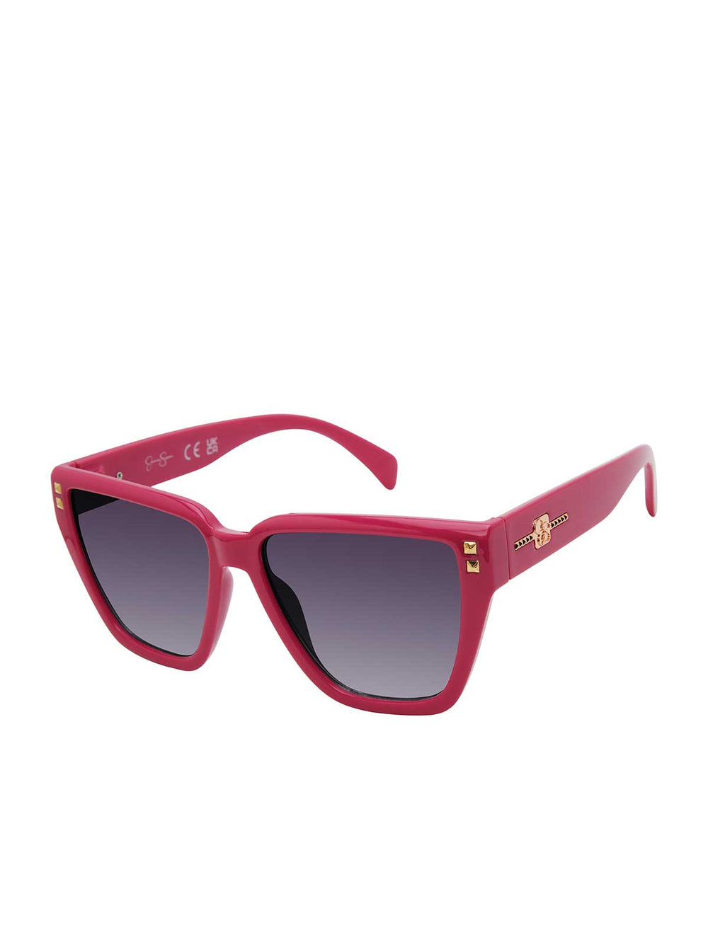 Star Studded Cat Eye Sunglasses - Fuchsia