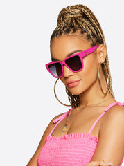 Star Studded Cat Eye Sunglasses - Fuchsia