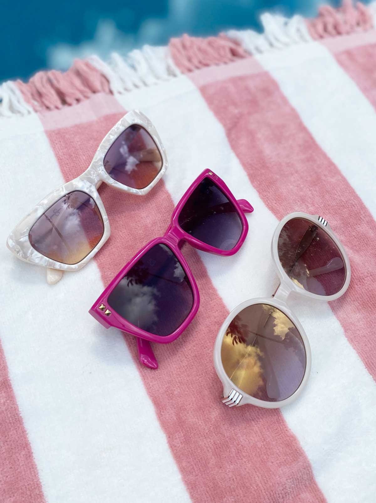 Vintage Cat Eye Sunglasses - Cream Marble
