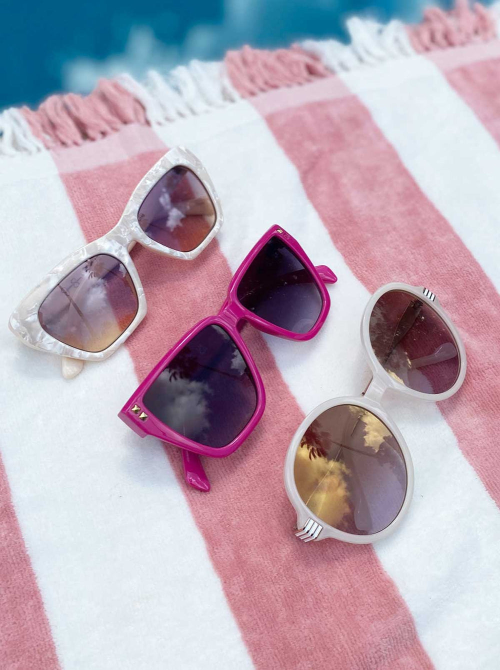 Vintage Cat Eye Sunglasses - Cream Marble