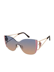 Metal Cat Eye Shield Sunglasses - Gold & Rose
