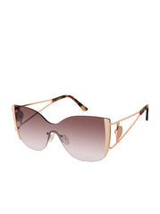 Metal Cat Eye Shield Sunglasses - Rose Gold
