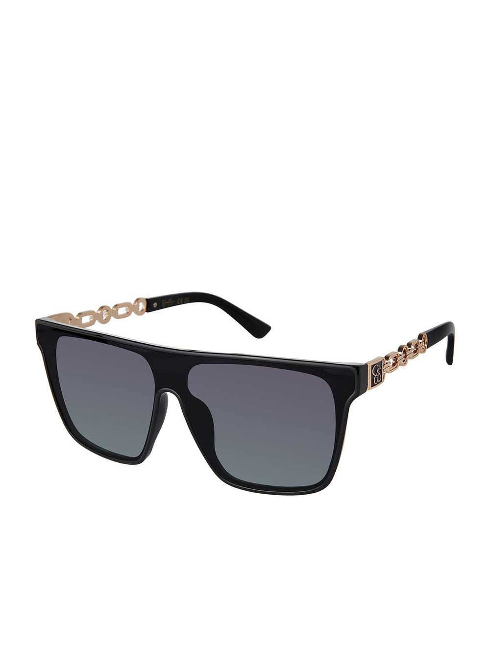 Metal Square Shield Sunglasses - Black