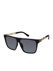 Metal Square Shield Sunglasses - Black