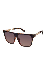 Metal Square Shield Sunglasses - Tortoise