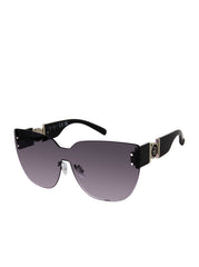 Rimless Cat Eye Shield Sunglasses - Black