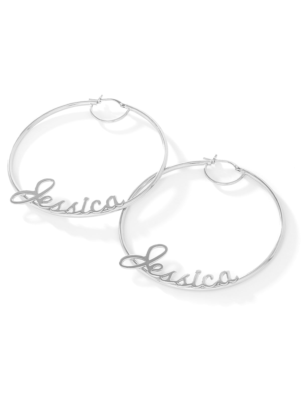 Personalized Hoop Earrings - Sterling Silver