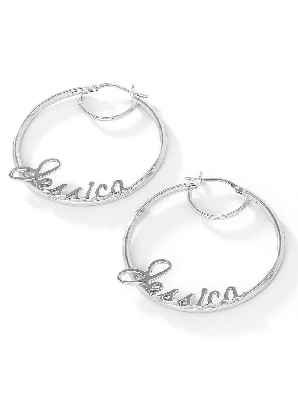 Personalized Hoop Earrings - Sterling Silver