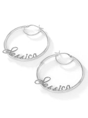 Personalized Hoop Earrings - Sterling Silver