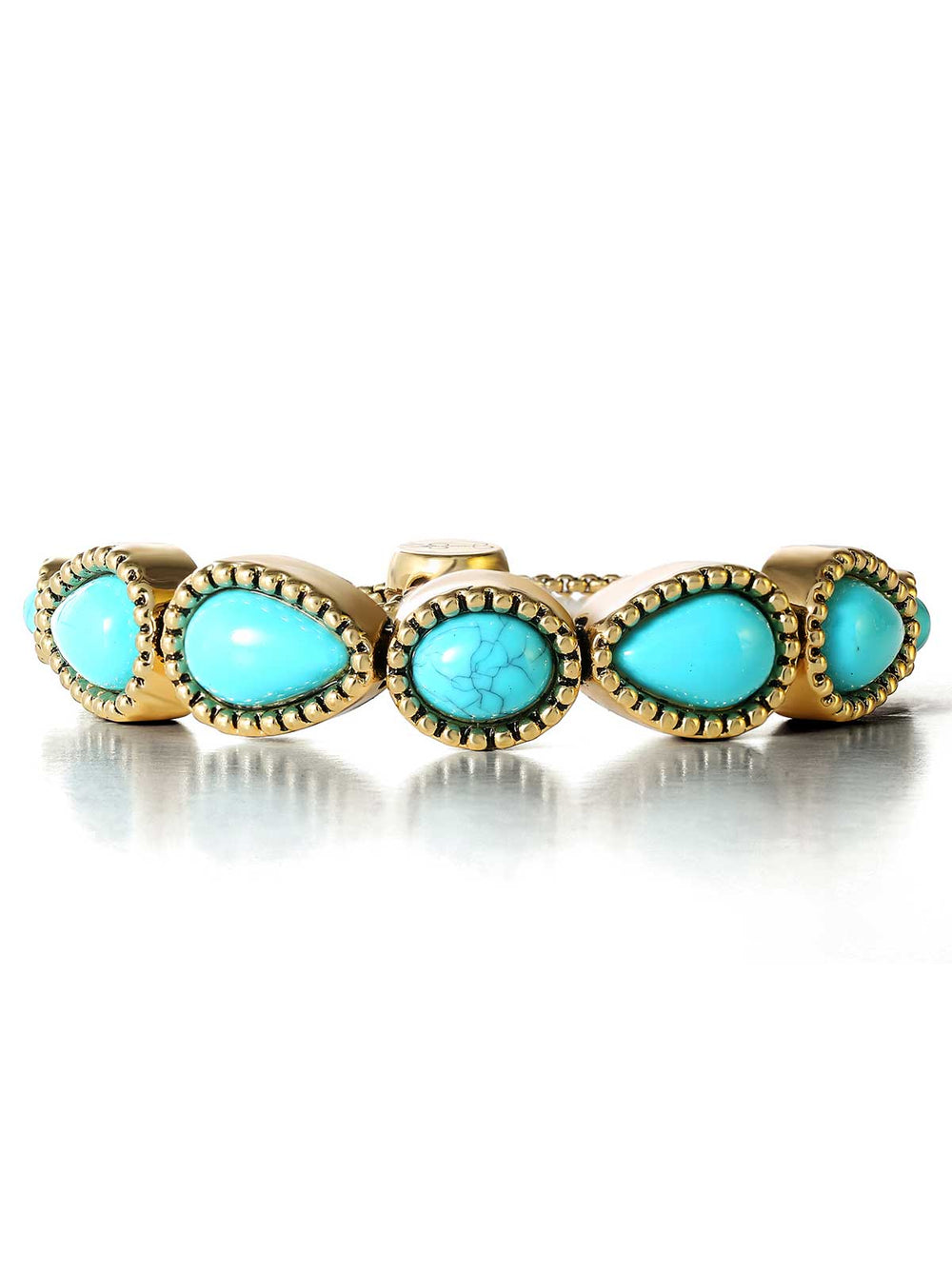 Turquoise Stone Slider Bracelet - Gold