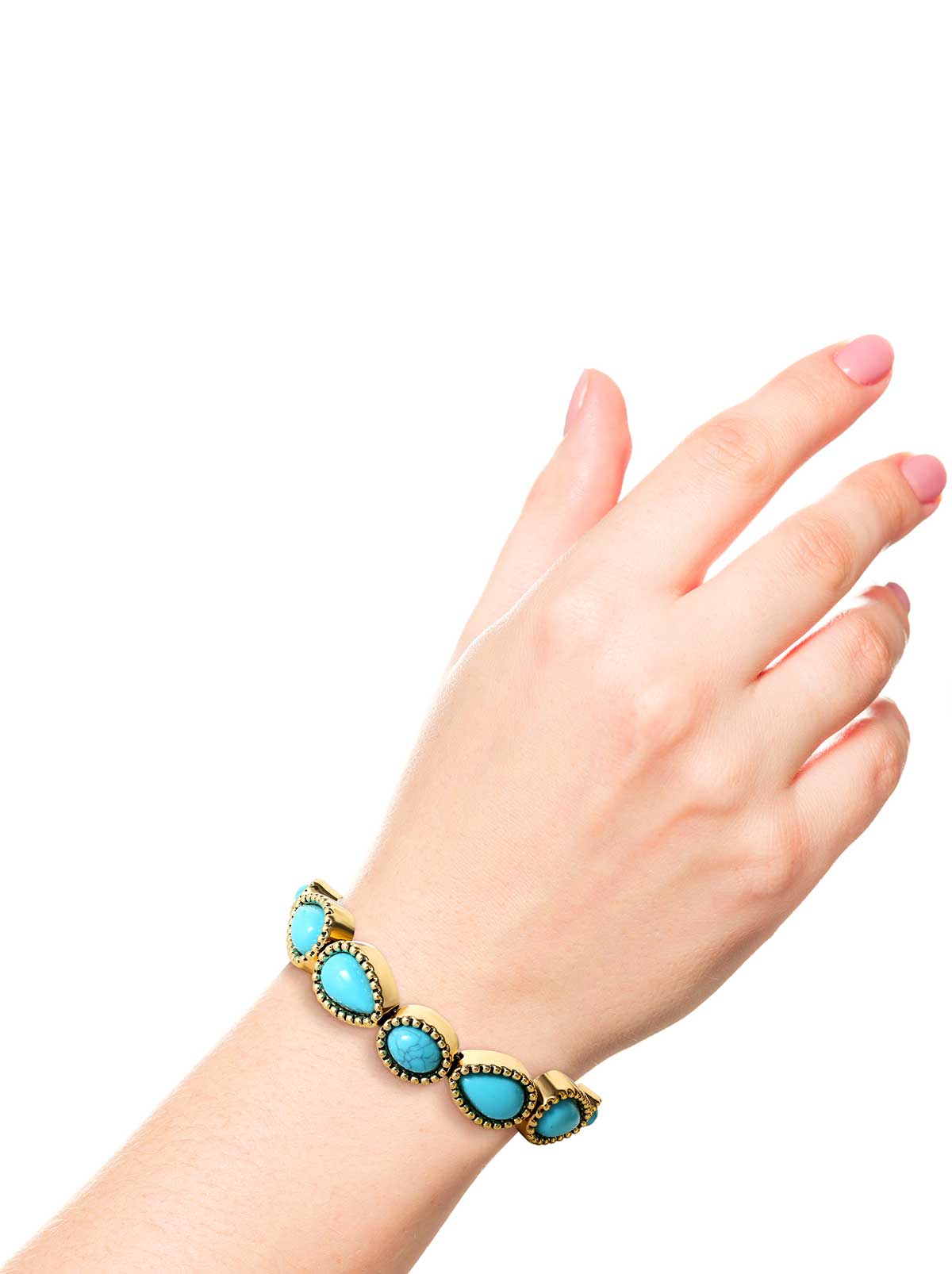 Turquoise Stone Slider Bracelet - Gold