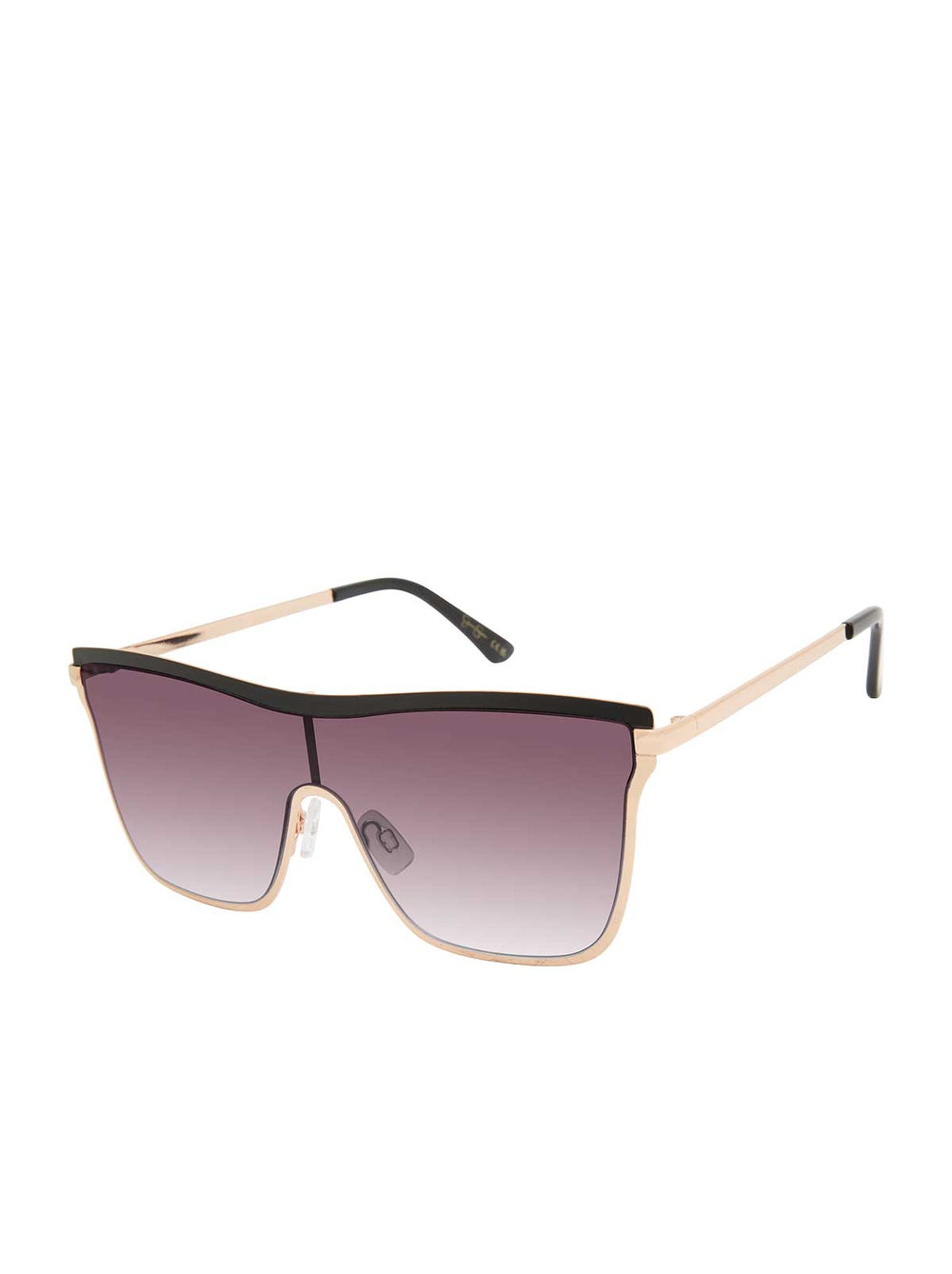 Chic Metal Square Shield Sunglasses - Black & Gold