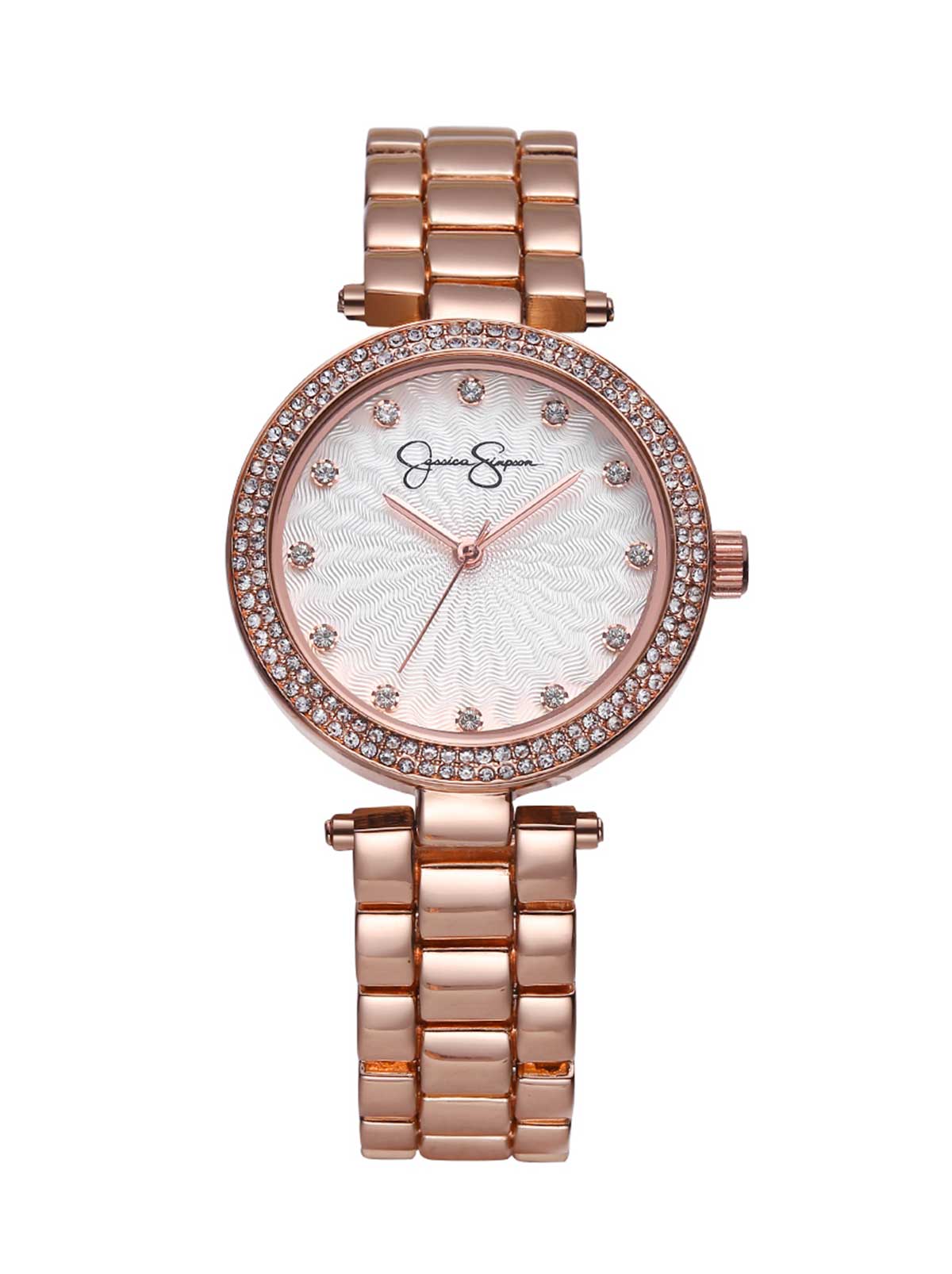 Crystal Textured Dial Bracelet Watch - Rose Gold Tone
