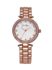 Crystal Textured Dial Bracelet Watch - Rose Gold Tone