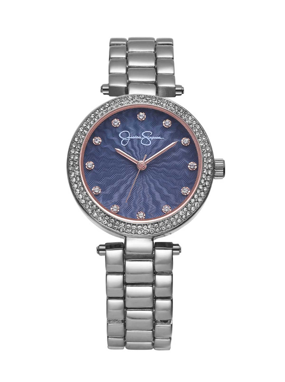 Crystal Textured Dial Bracelet Watch - Silver Tone