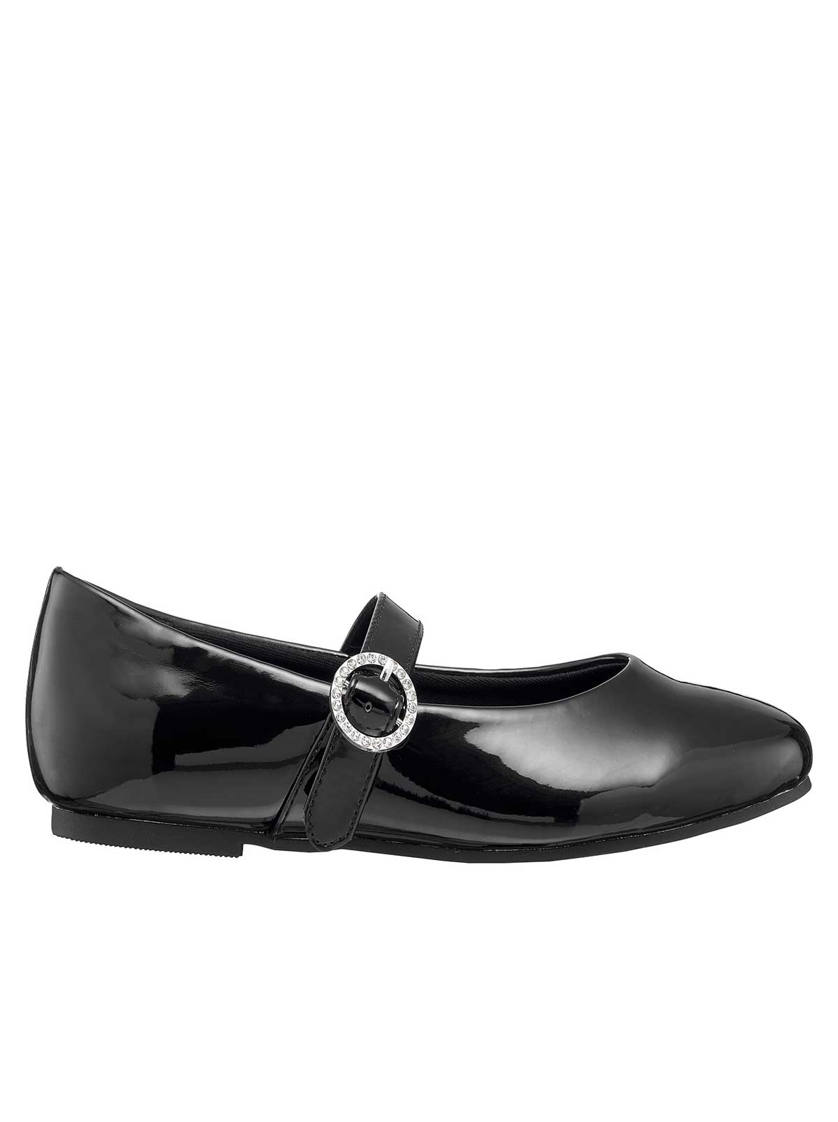 Toddler Amy Jeweled Buckle Ballet Flat - Black