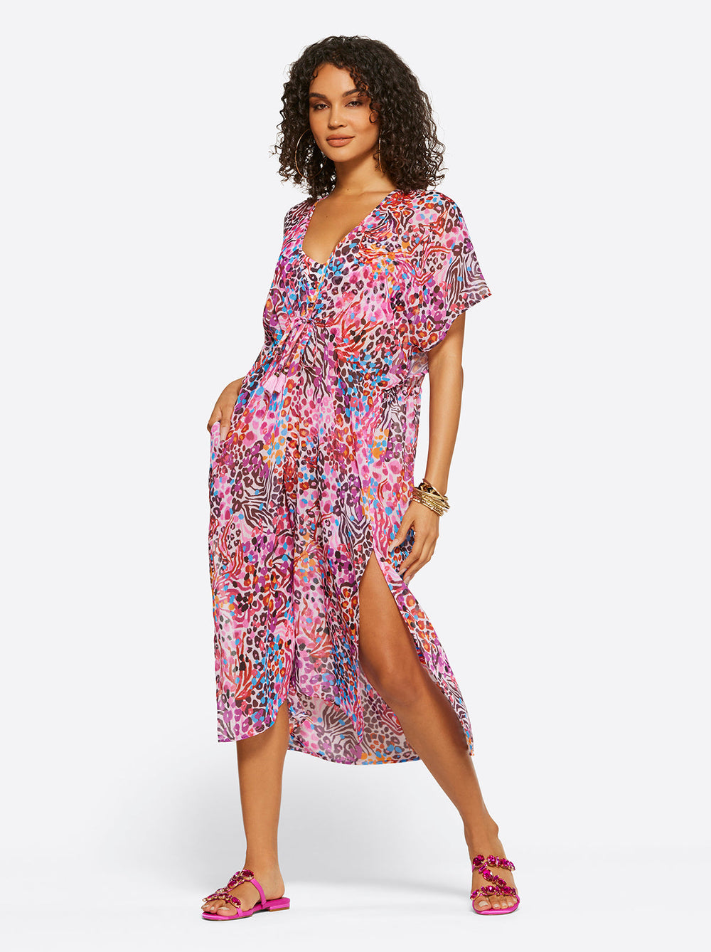 French Exit Long Swim Cover Up - Pink Multi
