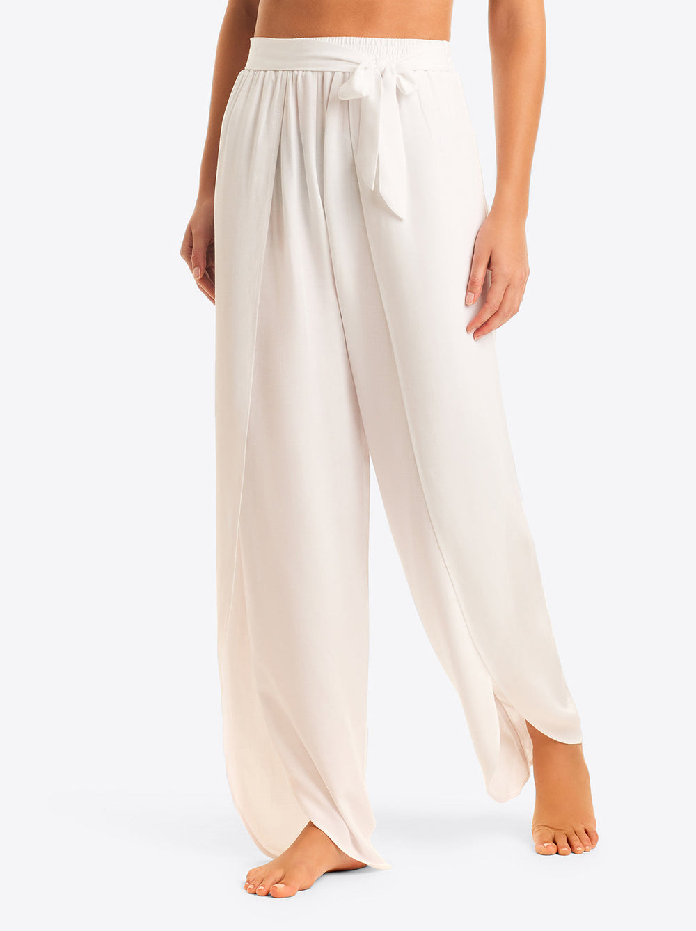 Basic Solid Beach Pant Cover Up - White