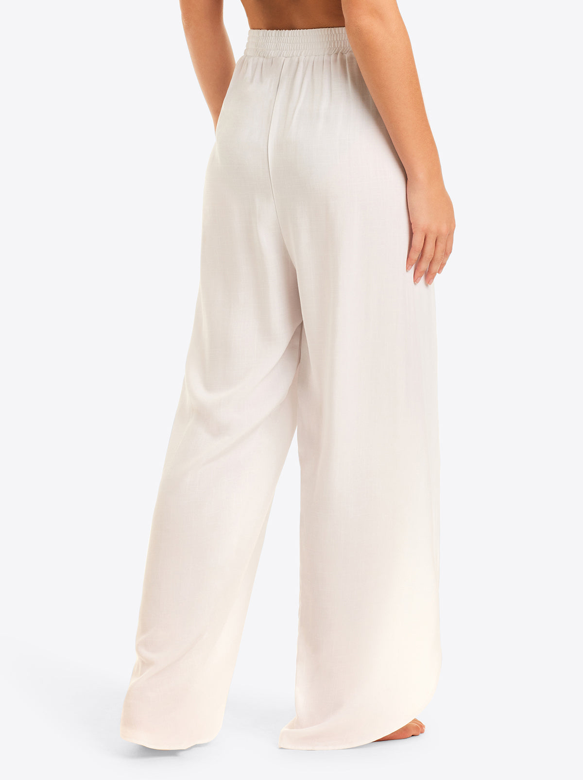 Basic Solid Beach Pant Cover Up - White