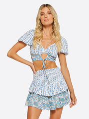 Sweetness Overload Puff Sleeve Top - White Multi
