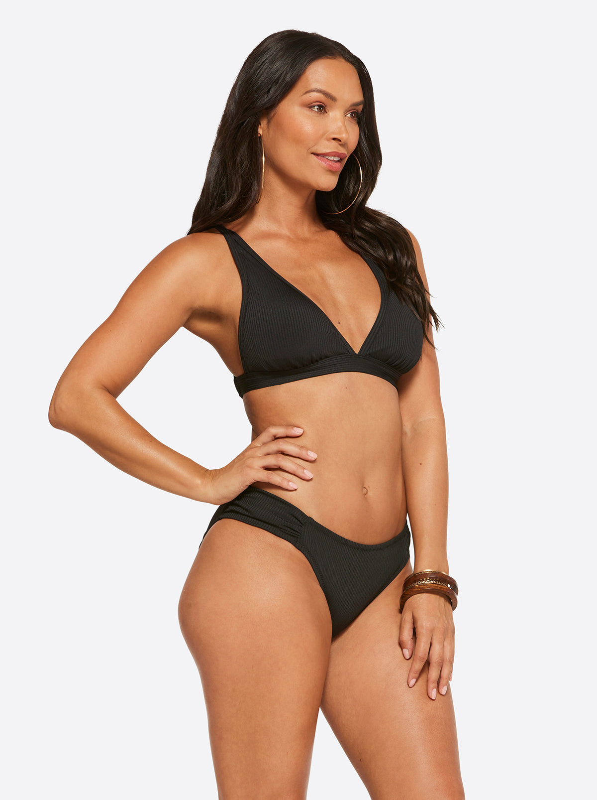 Textured Solids Full Support Triangle Bra - Black