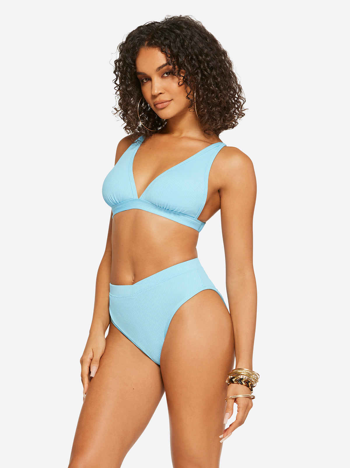 Textured Solids Full Support Triangle Bra - Sky