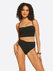 Textured Solids Open Back Tank - Black