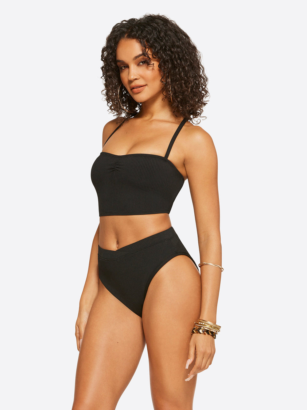 Textured Solids Open Back Tank - Black