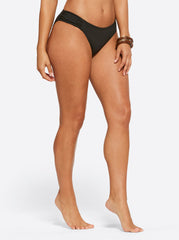Textured Solids Side Shirred Hipster - Black